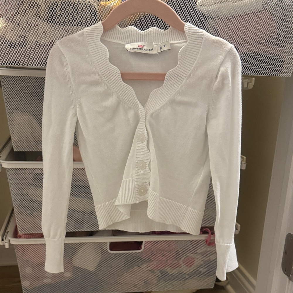 Vineyard Vines White Button-Up Sweater